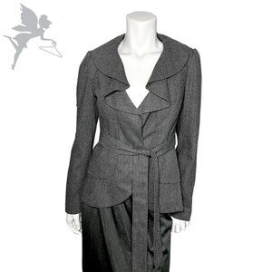 CLASSIQUES ENTIER Tweed ruffle belted blazer